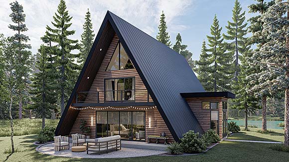 A-Frame, Cabin, Cottage House Plan 84908 with 2 Beds, 2 Baths Elevation
