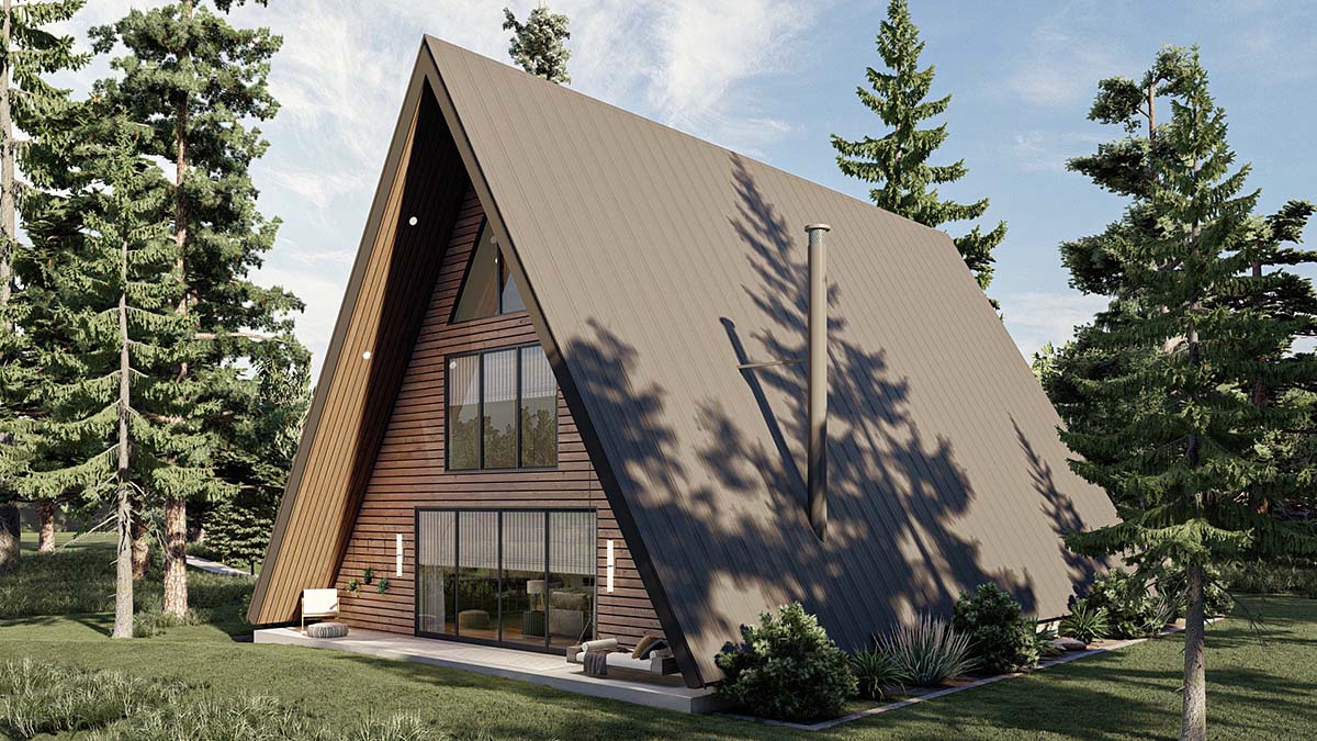 A-Frame, Cabin, Cottage Plan with 2007 Sq. Ft., 2 Bedrooms, 2 Bathrooms Picture 2
