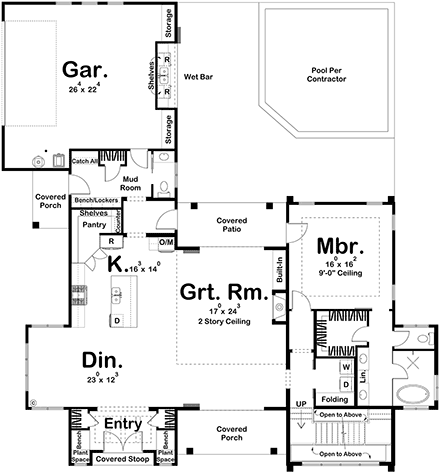 Modern House Plan 84911 with 4 Beds, 4 Baths, 2 Car Garage First Level Plan