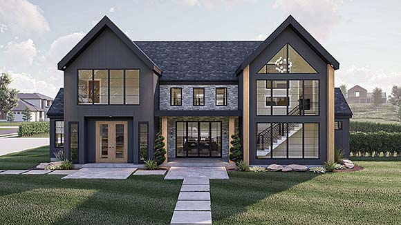 Modern House Plan 84911 with 4 Beds, 4 Baths, 2 Car Garage Elevation