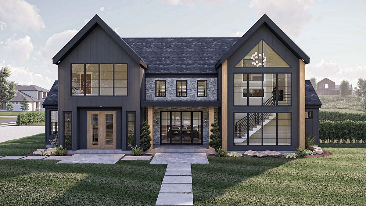 Modern Plan with 3303 Sq. Ft., 4 Bedrooms, 4 Bathrooms, 2 Car Garage Elevation