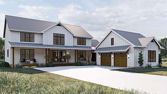 Country, Farmhouse, New American House Plan 84912 with 5 Beds, 4 Baths, 2 Car Garage Elevation