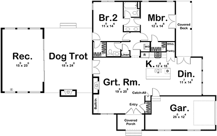 Coastal, Contemporary, Farmhouse, New American House Plan 84913 with 2 Beds, 3 Baths, 1 Car Garage First Level Plan