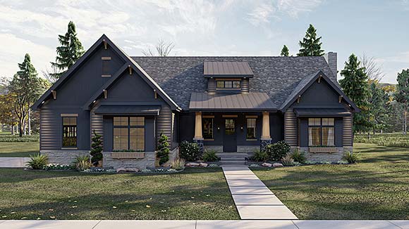 Cottage, Country, Craftsman, New American, Traditional House Plan 84915 with 2 Beds, 3 Baths, 2 Car Garage Elevation
