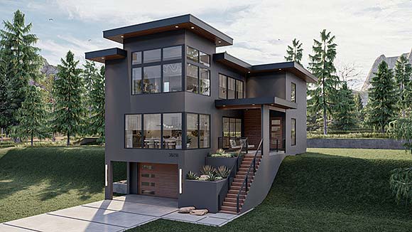 Contemporary, Modern House Plan 84923 with 3 Beds, 4 Baths, 2 Car Garage Elevation