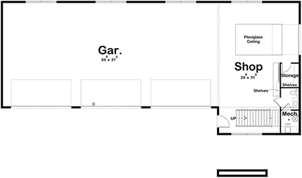 Contemporary, Modern Garage-Living Plan 84927, 7 Car Garage First Level Plan