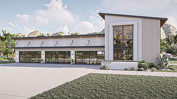 Contemporary, Modern Garage-Living Plan 84927, 7 Car Garage Elevation