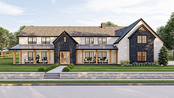 Barndominium, Country, Farmhouse House Plan 84930 with 4 Beds, 4 Baths, 4 Car Garage Elevation
