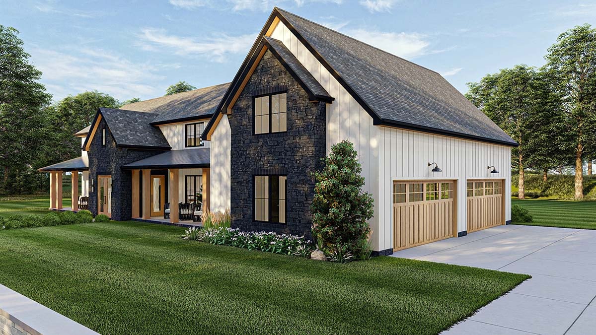 Barndominium, Country, Farmhouse Plan with 3064 Sq. Ft., 4 Bedrooms, 4 Bathrooms, 4 Car Garage Picture 2