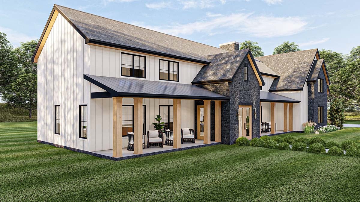 Barndominium, Country, Farmhouse Plan with 3064 Sq. Ft., 4 Bedrooms, 4 Bathrooms, 4 Car Garage Picture 3