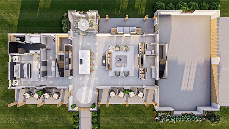 Barndominium, Country, Farmhouse Plan with 3064 Sq. Ft., 4 Bedrooms, 4 Bathrooms, 4 Car Garage Picture 6