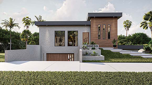 Contemporary, Modern Garage-Living Plan 84931 with 1 Beds, 1 Baths, 2 Car Garage Elevation