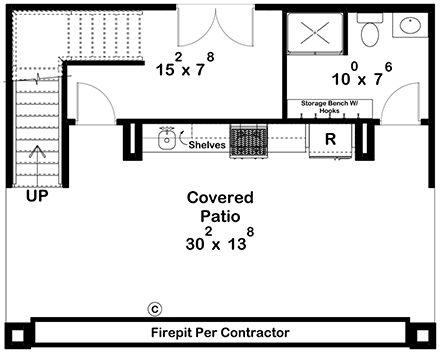 Contemporary, Modern Misc Plan 84937 with 1 Beds, 1 Baths First Level Plan