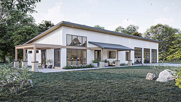 Contemporary, Modern House Plan 84946 with 4 Beds, 2 Baths, 3 Car Garage Elevation