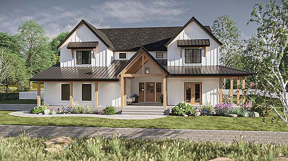 Contemporary, Farmhouse House Plan 84954 with 4 Beds, 4 Baths, 2 Car Garage Elevation