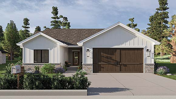 Country, Farmhouse, Ranch, Traditional House Plan 84955 with 3 Beds, 2 Baths, 2 Car Garage Elevation