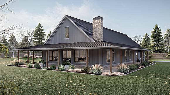 Barndominium, Country House Plan 84958 with 3 Beds, 2 Baths, 3 Car Garage Elevation