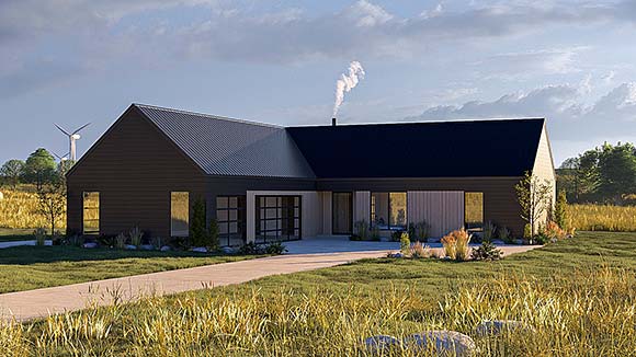 Barndominium, Modern House Plan 84959 with 3 Beds, 2 Baths, 3 Car Garage Elevation