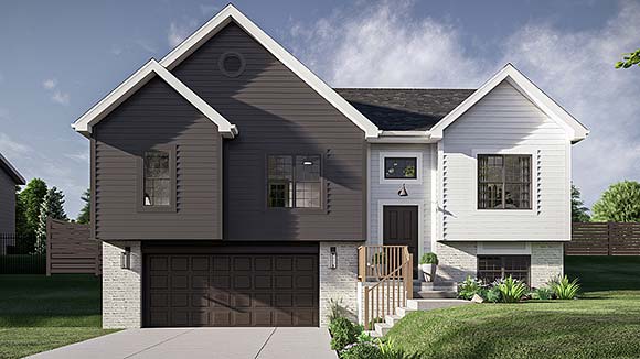 Contemporary, New American, Ranch, Traditional House Plan 84961 with 3 Beds, 2 Baths, 2 Car Garage Elevation