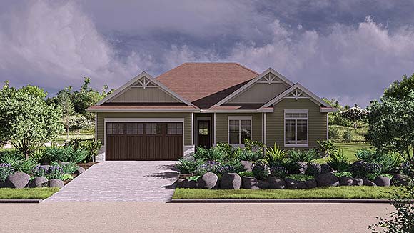 Craftsman, New American, Ranch, Traditional House Plan 84962 with 3 Beds, 2 Baths, 2 Car Garage Elevation
