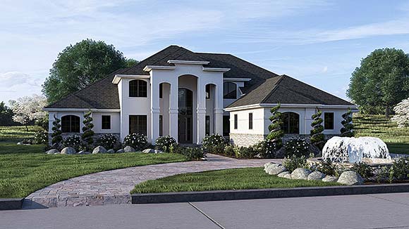Mediterranean, Southern House Plan 84965 with 3 Beds, 4 Baths, 3 Car Garage Elevation