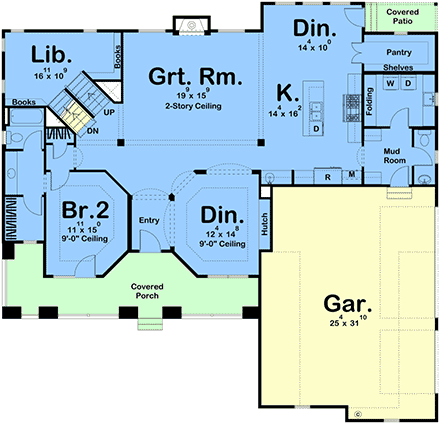 Country, Farmhouse, Traditional House Plan 84966 with 4 Beds, 5 Baths, 3 Car Garage First Level Plan