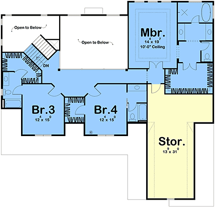 Country, Farmhouse, Traditional House Plan 84966 with 4 Beds, 5 Baths, 3 Car Garage Second Level Plan