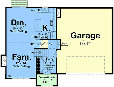 French Country, Traditional House Plan 84972 with 3 Beds, 2 Baths, 2 Car Garage First Level Plan