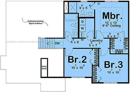 French Country, Traditional House Plan 84972 with 3 Beds, 2 Baths, 2 Car Garage Second Level Plan