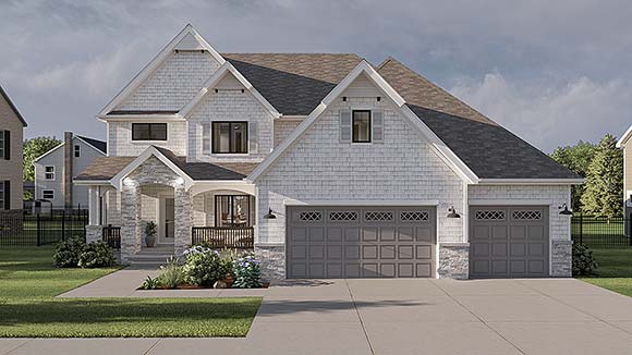 Craftsman, New American, Traditional House Plan 84976 with 4 Beds, 4 Baths, 3 Car Garage Elevation