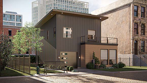 Modern Garage-Living Plan 84984 with 1 Beds, 2 Baths, 1 Car Garage Elevation