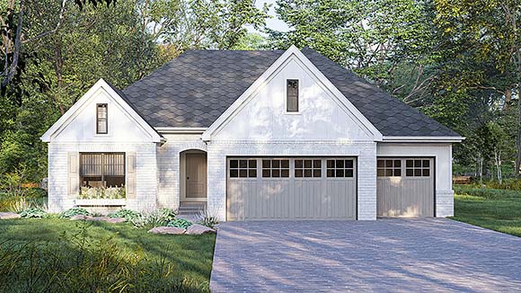 Contemporary, Cottage, Traditional House Plan 84986 with 3 Beds, 2 Baths, 4 Car Garage Elevation