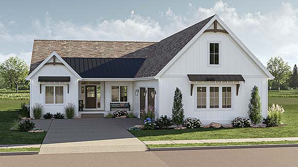 Country, Craftsman, Farmhouse, New American House Plan 84988 with 3 Beds, 2 Baths, 2 Car Garage Elevation