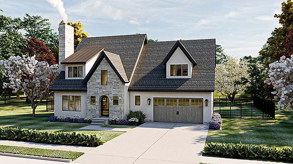 Cottage, European House Plan 84989 with 3 Beds, 3 Baths, 2 Car Garage Elevation