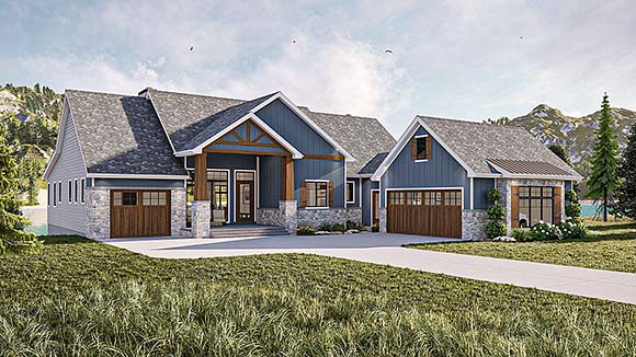 Coastal, Country, Craftsman House Plan 84992 with 2 Beds, 2 Baths, 3 Car Garage Elevation