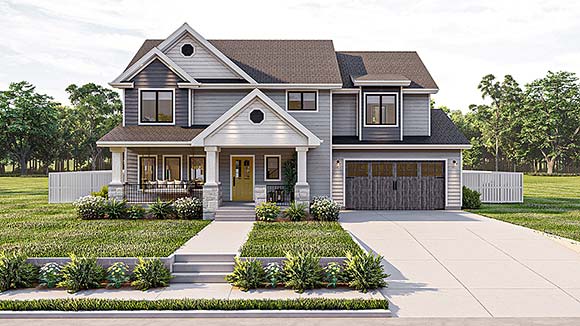 Craftsman, New American, Traditional House Plan 84993 with 4 Beds, 3 Baths, 2 Car Garage Elevation
