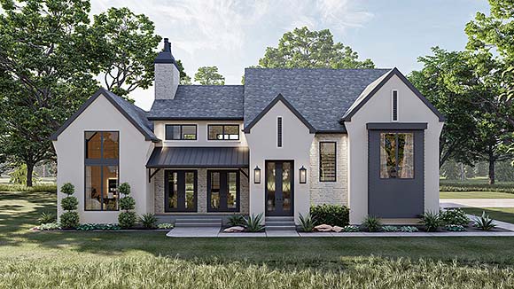 Contemporary, Cottage, European House Plan 84994 with 4 Beds, 4 Baths, 3 Car Garage Elevation