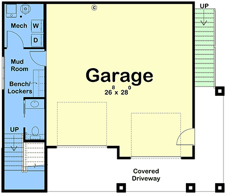 Contemporary, Modern Garage-Living Plan 84997 with 2 Beds, 2 Baths, 2 Car Garage First Level Plan