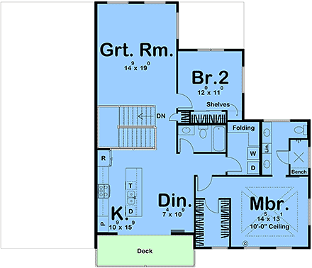 Barndominium, Contemporary, Farmhouse Garage-Living Plan 84998 with 2 Beds, 3 Baths, 3 Car Garage Second Level Plan
