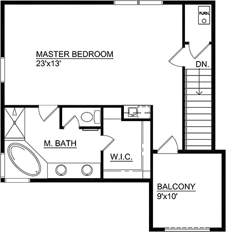 Southwest House Plan 85000 with 3 Beds, 2 Baths, 2 Car Garage Second Level Plan