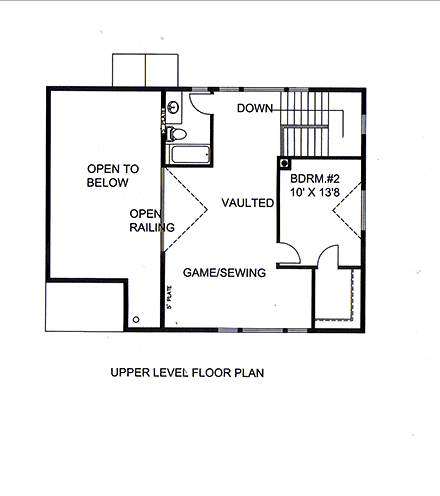 Coastal, Craftsman House Plan 85104 with 2 Beds, 3 Baths, 2 Car Garage Second Level Plan