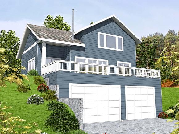 Coastal, Craftsman House Plan 85104 with 2 Beds, 3 Baths, 2 Car Garage Elevation