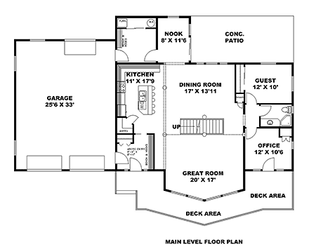 Cabin, Craftsman House Plan 85109 with 4 Beds, 3 Baths, 2 Car Garage First Level Plan