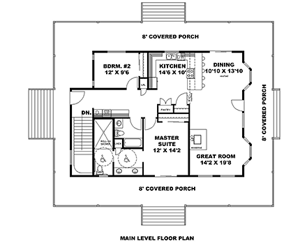 Coastal, Ranch, Traditional House Plan 85113 with 2 Beds, 3 Baths First Level Plan