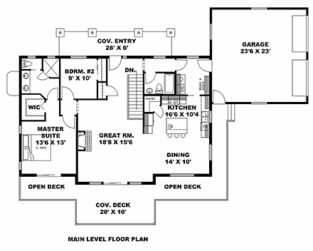 Craftsman House Plan 85118 with 4 Beds, 3 Baths, 2 Car Garage First Level Plan