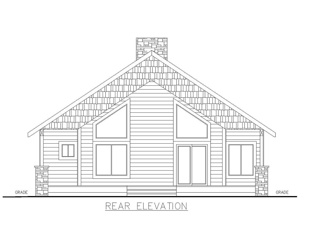 Cabin, Contemporary, Ranch House Plan 85129 with 2 Beds, 2 Baths Rear Elevation