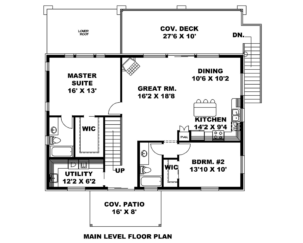Traditional Garage-Living Plan 85137 with 2 Beds, 3 Baths, 2 Car Garage Level Two