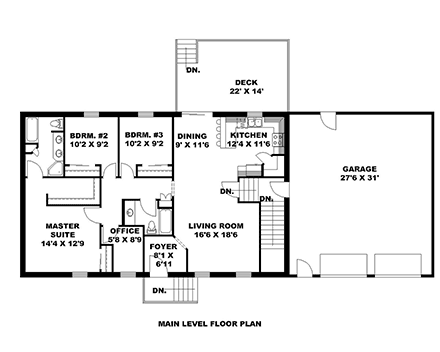 Ranch, Traditional House Plan 85143 with 3 Beds, 3 Baths, 2 Car Garage First Level Plan