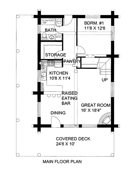Cabin, Log House Plan 85144 with 1 Beds, 1 Baths First Level Plan