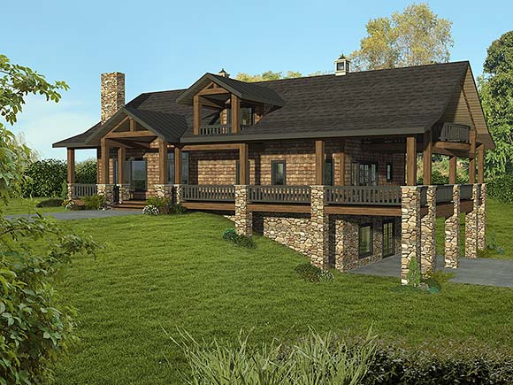 Cabin, Craftsman House Plan 85146 with 3 Beds, 4 Baths Elevation